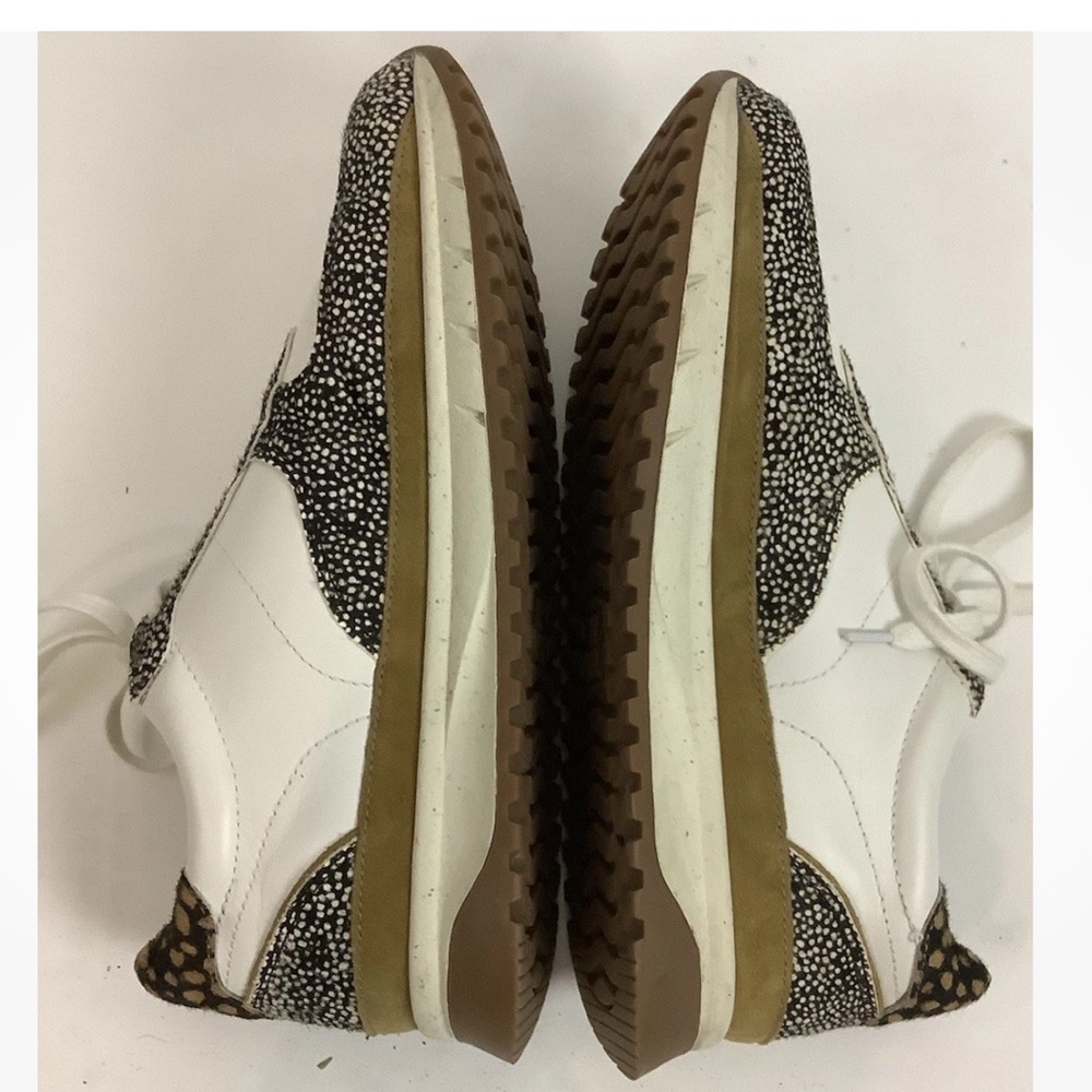 Madewell Sz 10 Kickoff Trainer Patterned Calf Hair Leather Sneakers White Tan - Picture 6 of 10